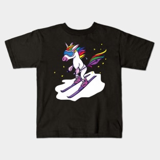 Unicorn Skiing Kids T-Shirt
